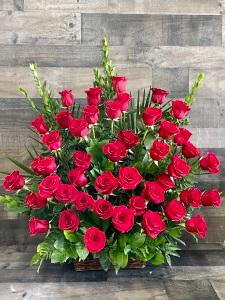 Red Rose Funeral Basket