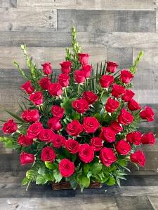 Red Rose Funeral Basket –  Flowers By Steve, Inc., Haverhill MA