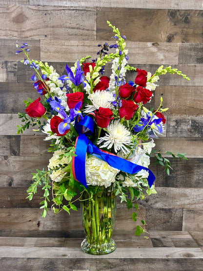 Patriotic Vase Tribute –  Flowers By Steve, Inc., Haverhill MA