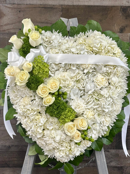 White and green heart –  Flowers By Steve, Inc., Haverhill MA