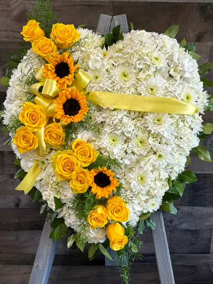 Yellow and white heart –  Flowers By Steve, Inc., Haverhill MA