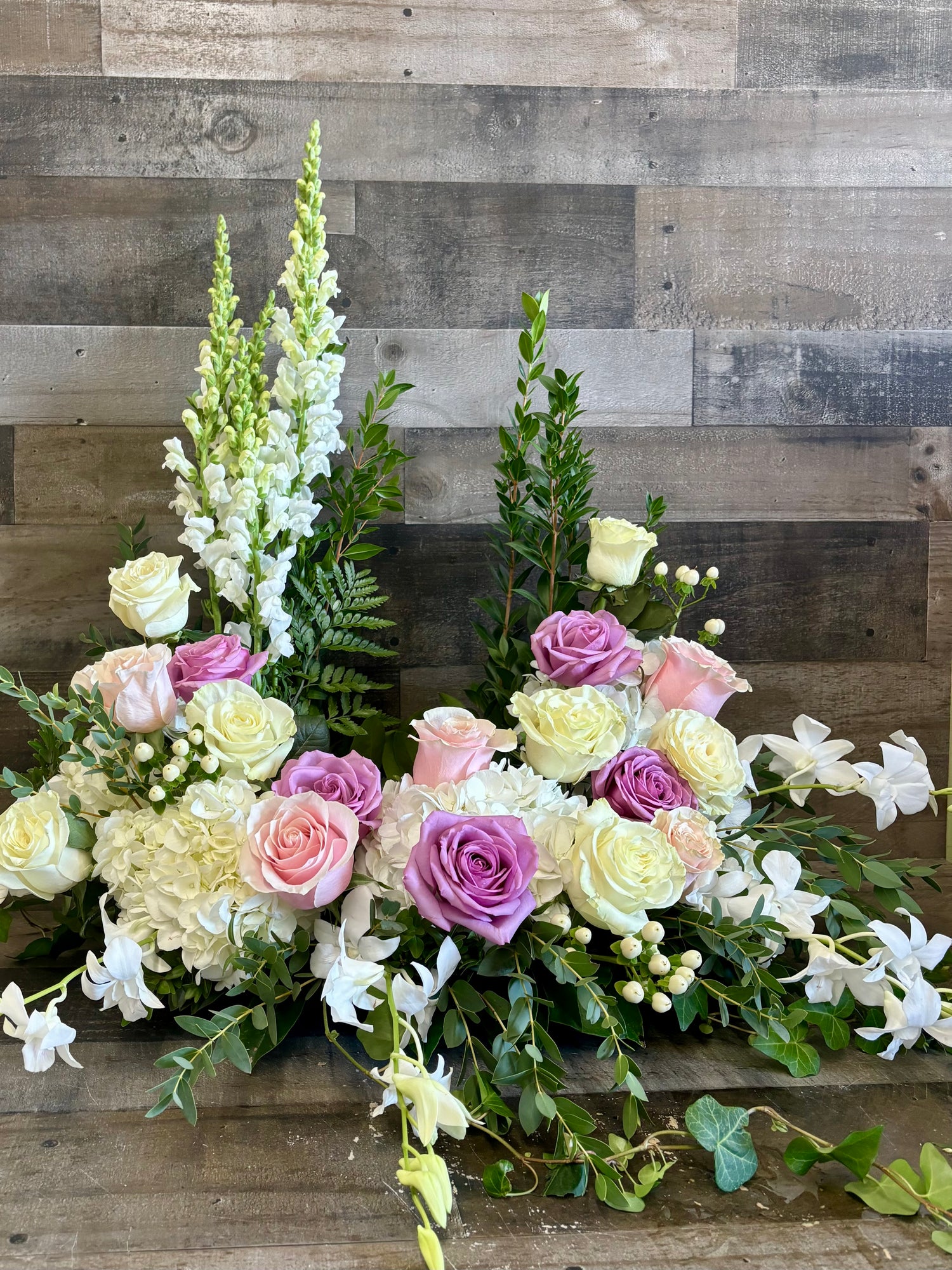 Lavender and pink cremation wreath