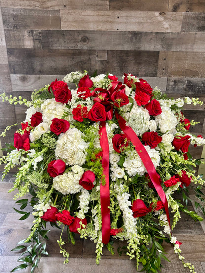 Full of love casket spray –  Flowers By Steve, Inc., Haverhill MA