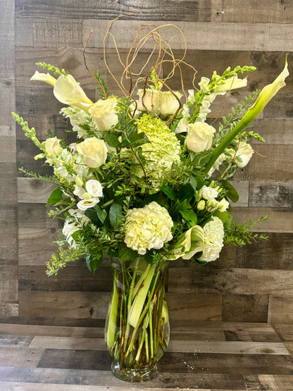Elegant White Premium Vase Arrangement –  Flowers By Steve, Inc., Haverhill MA