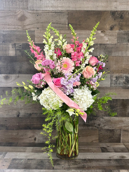 Pink and Lavender Premium Vase Arrangement –  Flowers By Steve, Inc., Haverhill MA