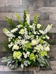 CLASSIC WHITE FUNERAL BASKET –  Flowers By Steve, Inc., Haverhill MA