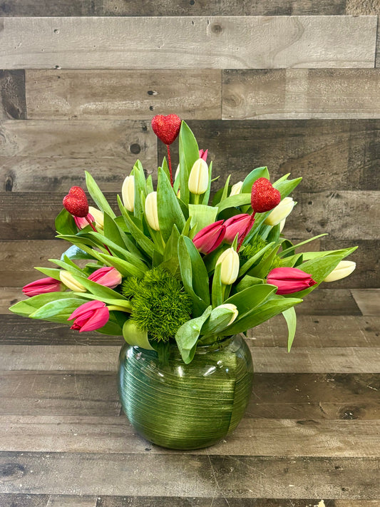Hearts and tulips