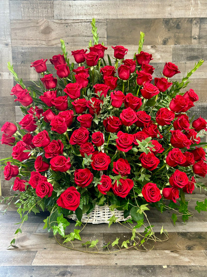 Large Rose Funeral Basket –  Flowers By Steve, Inc., Haverhill MA