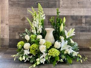 White Cremation Wreath –  Flowers By Steve, Inc., Haverhill MA