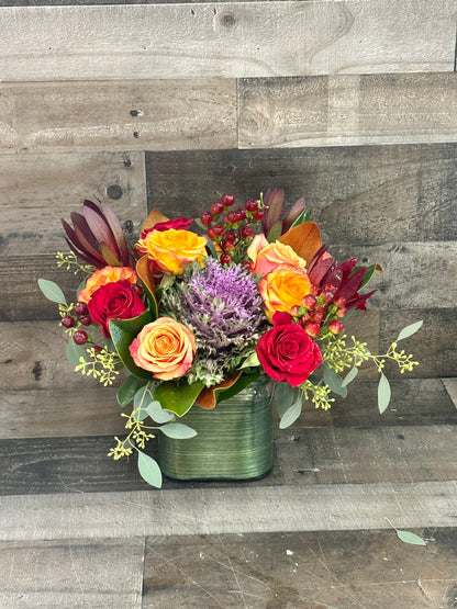 Autumn Roses Arrangement –  Flowers By Steve, Inc., Haverhill MA