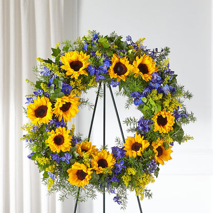 Bright Rays Wreath –  Flowers By Steve, Inc., Haverhill MA